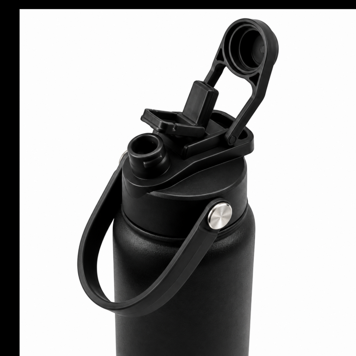 Close-up of the OWAW Nomade stainless steel bottle lid with flip straw