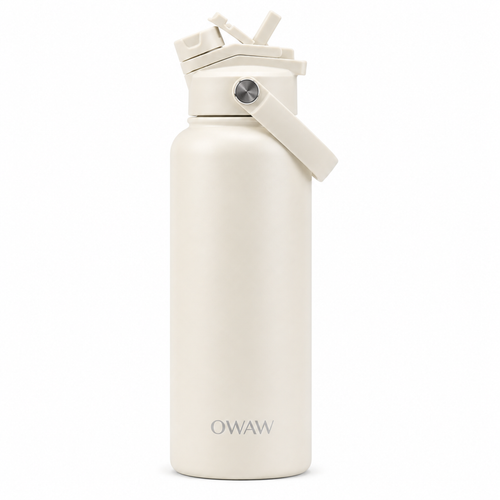 OWAW Nomade 32oz insulated water bottle in Cream White