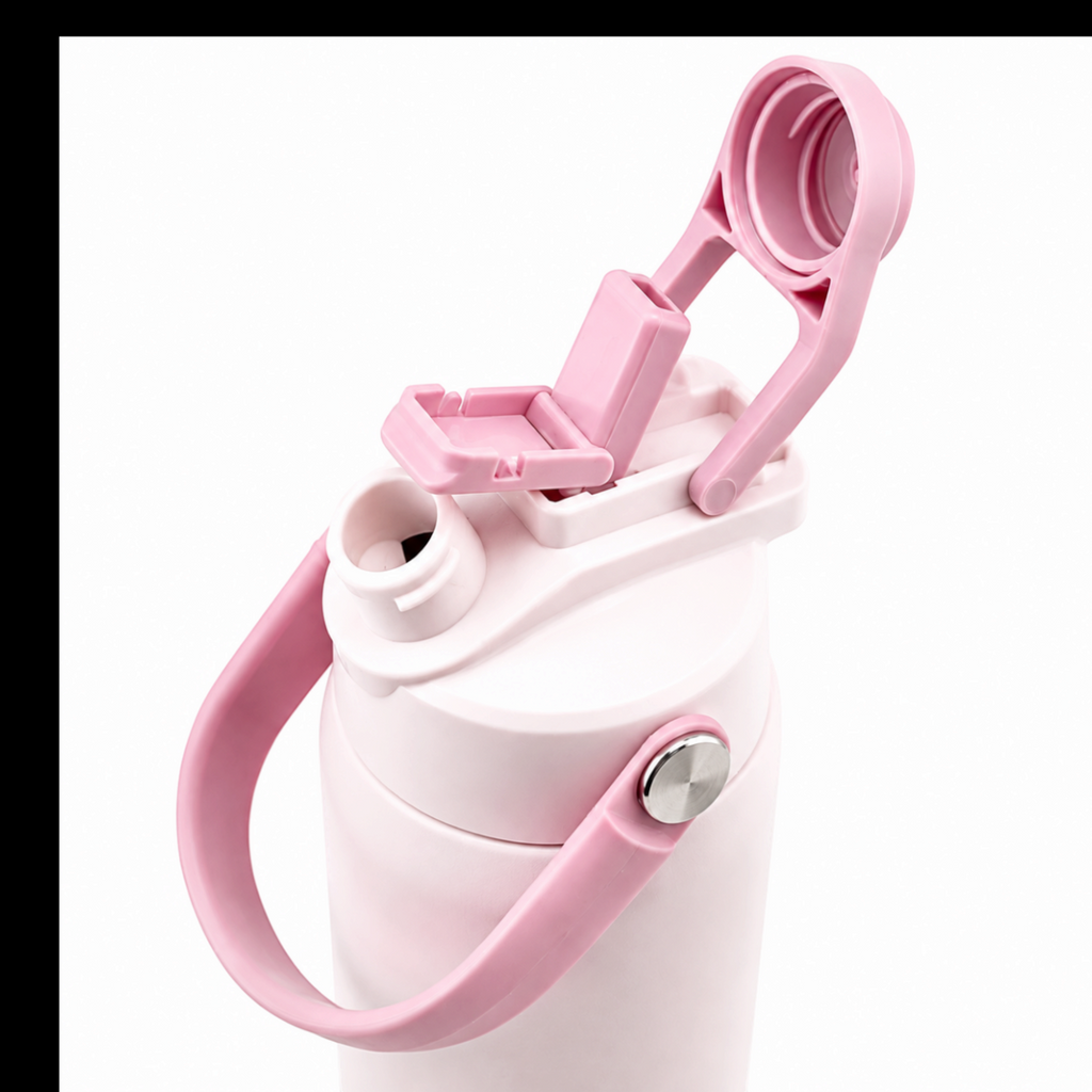 OWAW Nomade leak-proof 2-in-1 lid in Blush Pink with flip straw and wide chug spout