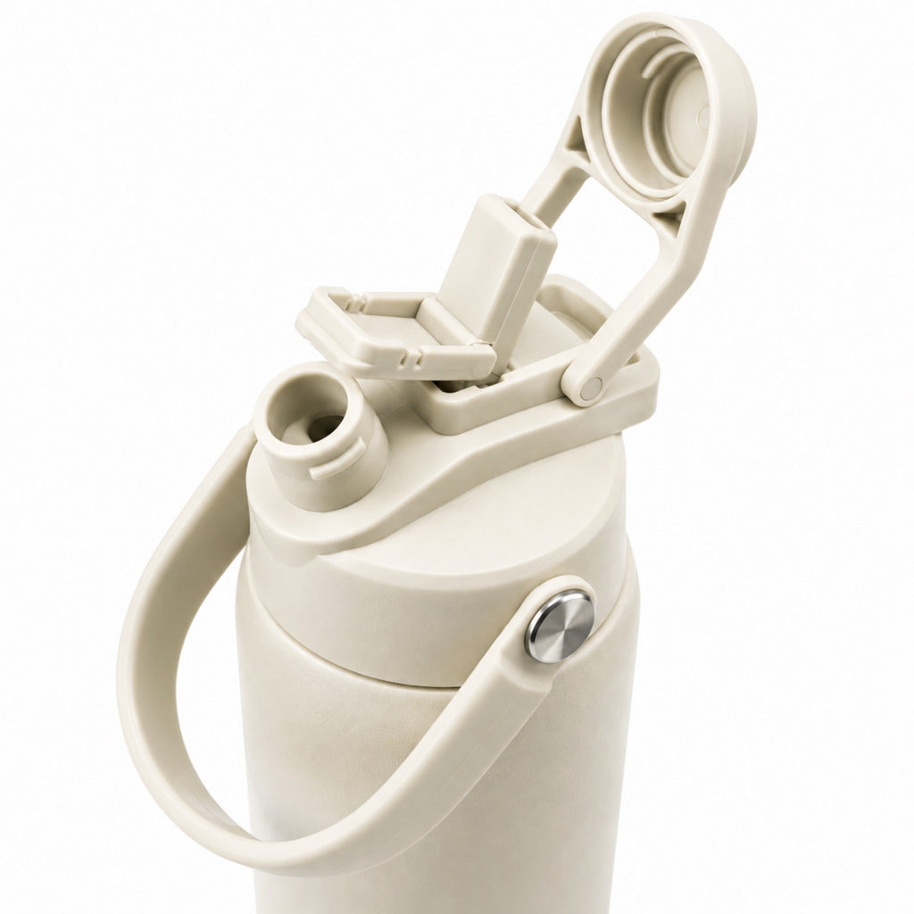OWAW Nomade leak-proof 2-in-1 lid in Cream White with flip straw and wide chug spout