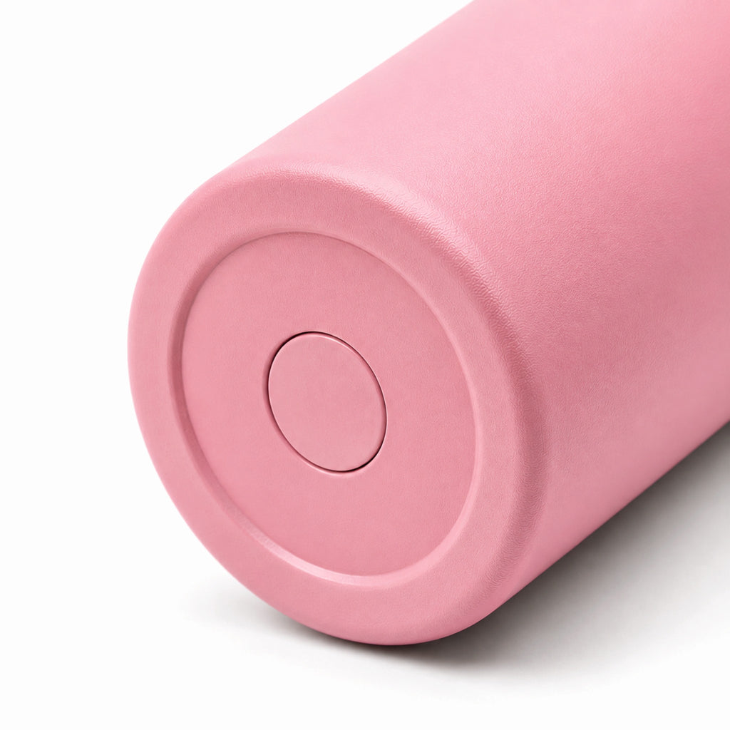 Base of the OWAW Nomade 32 oz sports water bottle in Pink, textured powder-coated finish