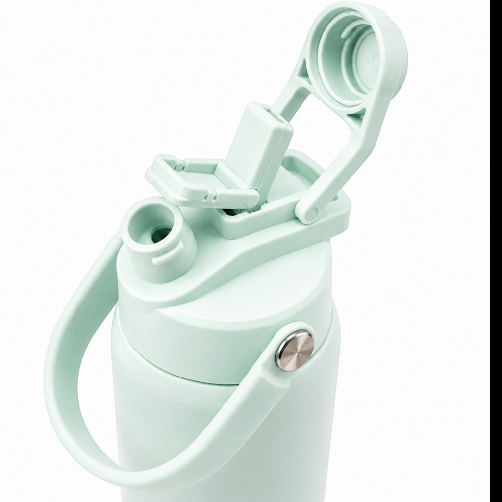 OWAW Nomade leak-proof 2-in-1 lid in Soft Mint with flip straw and wide chug spout