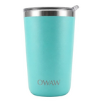 Gobelet isotherme à café OWAW Pause 20 oz (591 ml) Turquoise avec couvercle coulissant, vue de face